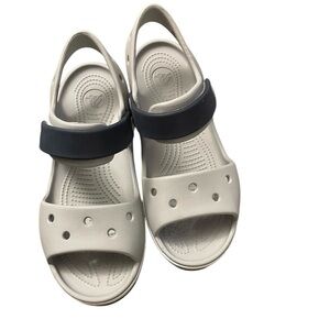 CROCS White and Blue navy Sandals with Adjustable Straps